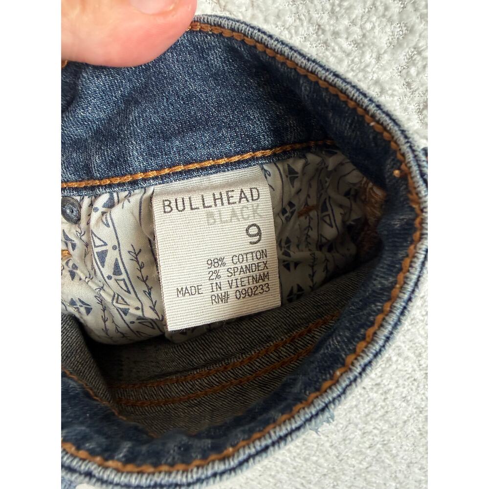 Bullhead black y2k distressed womens sz 9 denim short shorts dark wash low rise - Picture 7 of 7